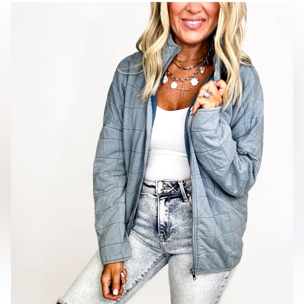 Box Quilted Chambray/Denim & Floral Reversible Jacket/Chore Coat - Pockets